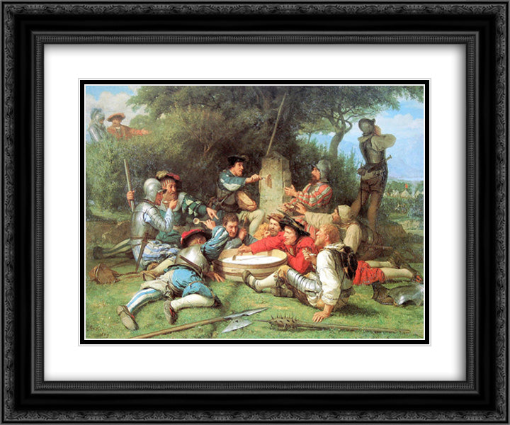 Die Kappeler Milchsuppe 24x20 Black Ornate Wood Framed Art Print Poster with Double Matting by Anker, Albert