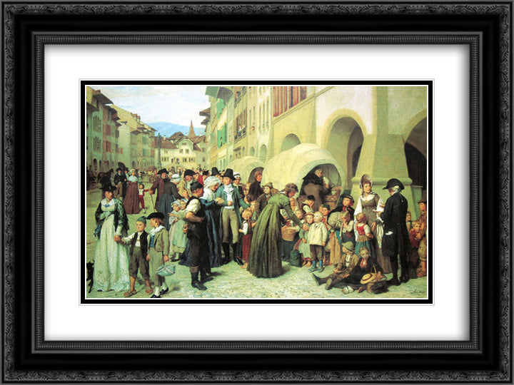 Die Landerkinder 24x18 Black Ornate Wood Framed Art Print Poster with Double Matting by Anker, Albert