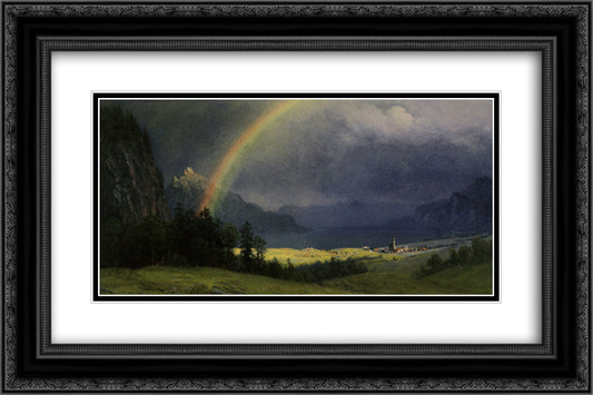 After The Shower 24x16 Black Ornate Wood Framed Art Print Poster with Double Matting by Bierstadt, Albert