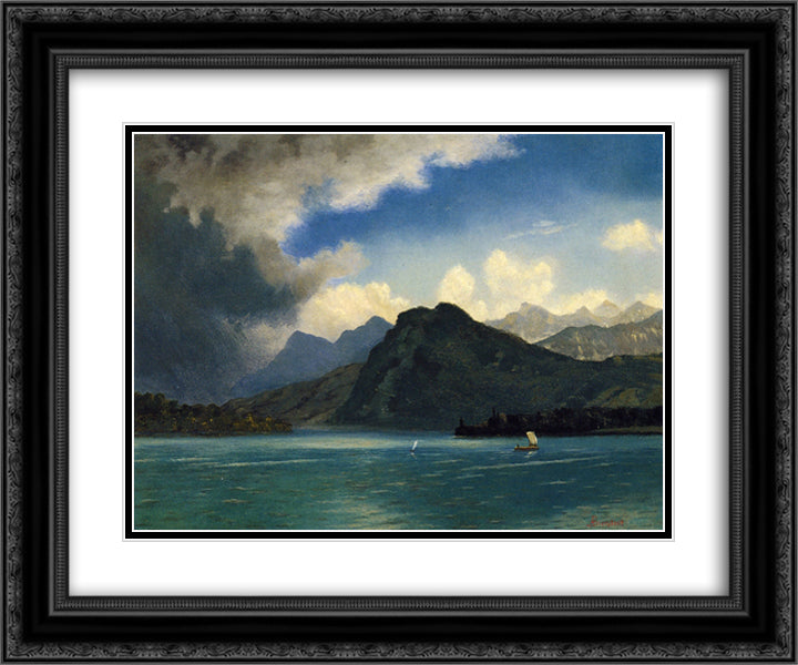 Approaching Storm 24x20 Black Ornate Wood Framed Art Print Poster with Double Matting by Bierstadt, Albert