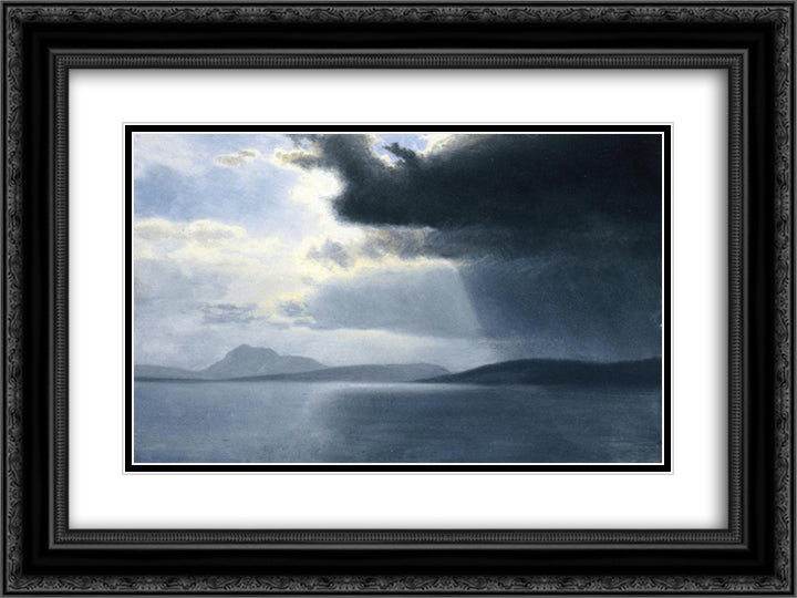 Approaching Thunderstorm on the Hudson River 24x18 Black Ornate Wood Framed Art Print Poster with Double Matting by Bierstadt, Albert