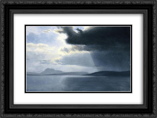 Approaching Thunderstorm on the Hudson River 24x18 Black Ornate Wood Framed Art Print Poster with Double Matting by Bierstadt, Albert