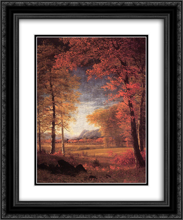 Autumn in America, Oneida County, New York 20x24 Black Ornate Wood Framed Art Print Poster with Double Matting by Bierstadt, Albert