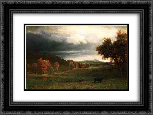 Autumn Landscape 24x18 Black Ornate Wood Framed Art Print Poster with Double Matting by Bierstadt, Albert