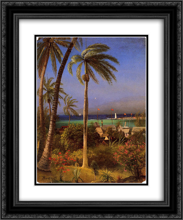 Bahamian View 20x24 Black Ornate Wood Framed Art Print Poster with Double Matting by Bierstadt, Albert