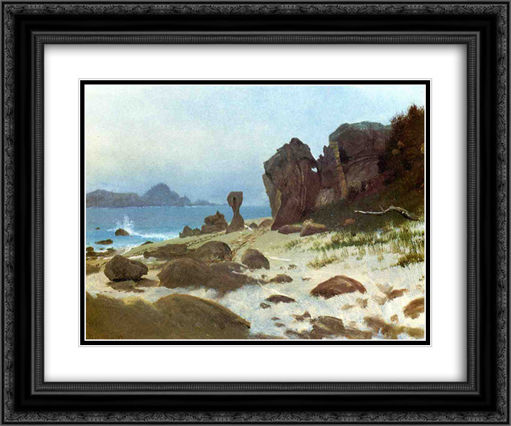 Bay of Monterey 24x20 Black Ornate Wood Framed Art Print Poster with Double Matting by Bierstadt, Albert