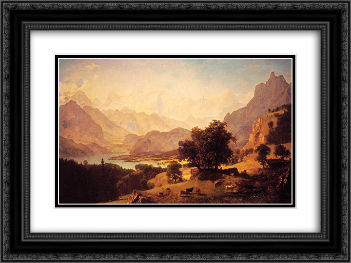 Bernese Alps, as Seen near Kusmach 24x18 Black Ornate Wood Framed Art Print Poster with Double Matting by Bierstadt, Albert