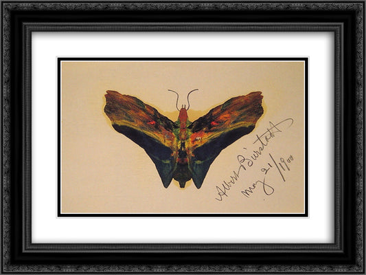 Butterfly (second version) 24x18 Black Ornate Wood Framed Art Print Poster with Double Matting by Bierstadt, Albert