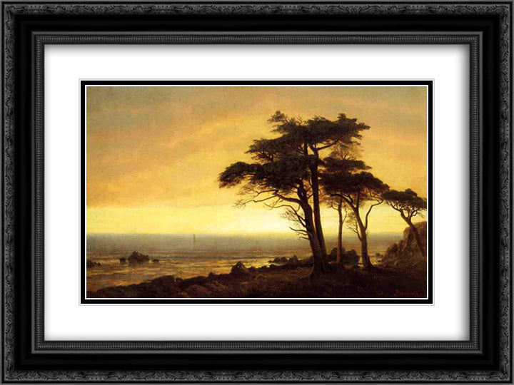 California Coast 24x18 Black Ornate Wood Framed Art Print Poster with Double Matting by Bierstadt, Albert