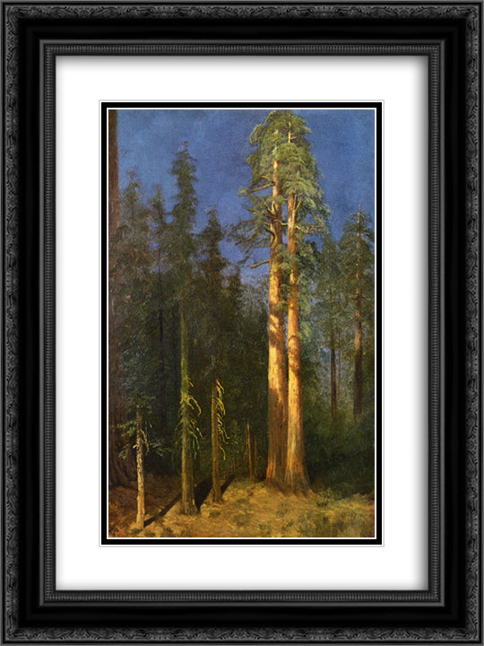 California Redwoods 18x24 Black Ornate Wood Framed Art Print Poster with Double Matting by Bierstadt, Albert