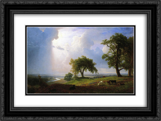 California Spring 24x18 Black Ornate Wood Framed Art Print Poster with Double Matting by Bierstadt, Albert