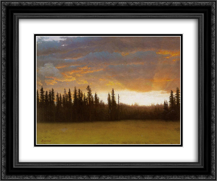 California Sunset 24x20 Black Ornate Wood Framed Art Print Poster with Double Matting by Bierstadt, Albert