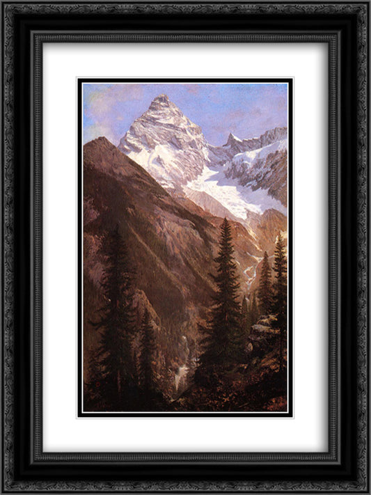 Canadian Rockies, Asulkan Glacier 18x24 Black Ornate Wood Framed Art Print Poster with Double Matting by Bierstadt, Albert