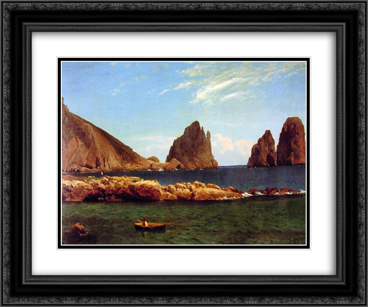 Capri 24x20 Black Ornate Wood Framed Art Print Poster with Double Matting by Bierstadt, Albert