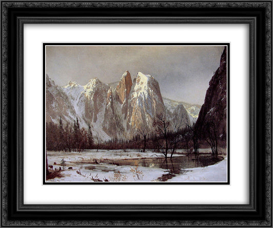 Cathedral Rock, Yosemite Valley, California 24x20 Black Ornate Wood Framed Art Print Poster with Double Matting by Bierstadt, Albert