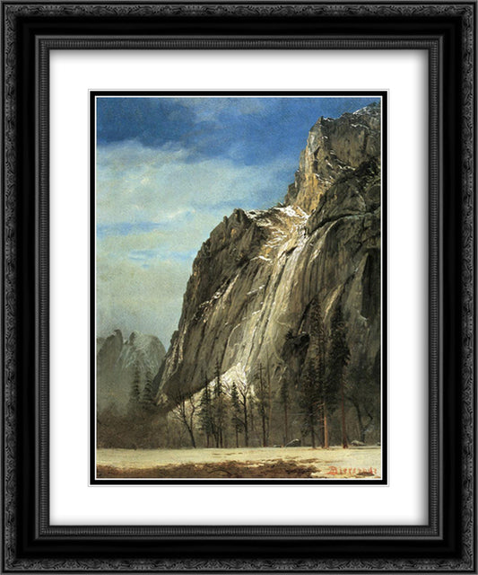 Cathedral Rocks, A Yosemite View 20x24 Black Ornate Wood Framed Art Print Poster with Double Matting by Bierstadt, Albert