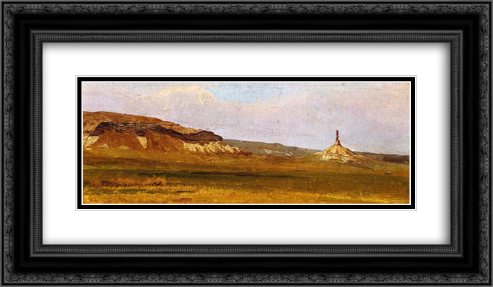 Chimney Rock 24x14 Black Ornate Wood Framed Art Print Poster with Double Matting by Bierstadt, Albert