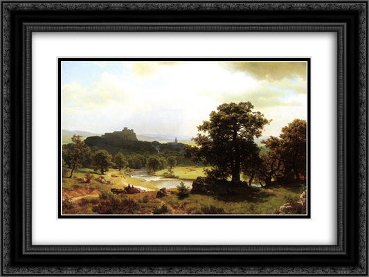 Day's Beginning 24x18 Black Ornate Wood Framed Art Print Poster with Double Matting by Bierstadt, Albert