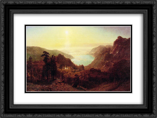 Donner Lake from the Summit 24x18 Black Ornate Wood Framed Art Print Poster with Double Matting by Bierstadt, Albert