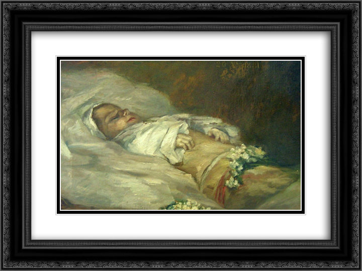 Enfant Mort (detail) 24x18 Black Ornate Wood Framed Art Print Poster with Double Matting by Pillet Albert Dubois