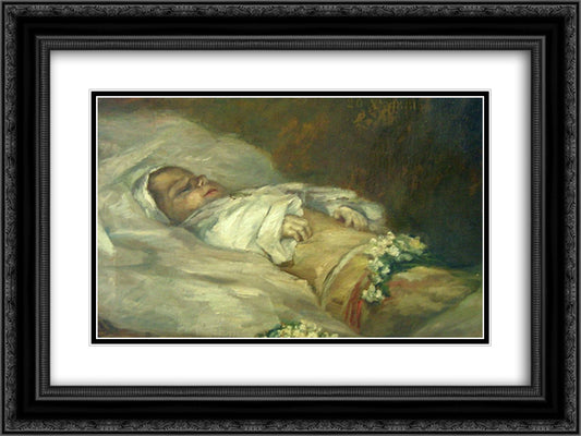 Enfant Mort (detail) 24x18 Black Ornate Wood Framed Art Print Poster with Double Matting by Pillet Albert Dubois