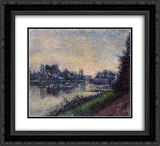 Landscape with a Lock 22x20 Black Ornate Wood Framed Art Print Poster with Double Matting by Pillet Albert Dubois