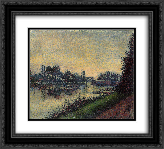 Landscape with Lock 22x20 Black Ornate Wood Framed Art Print Poster with Double Matting by Pillet Albert Dubois