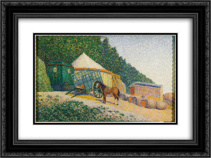 Little Circus Camp 24x18 Black Ornate Wood Framed Art Print Poster with Double Matting by Pillet Albert Dubois