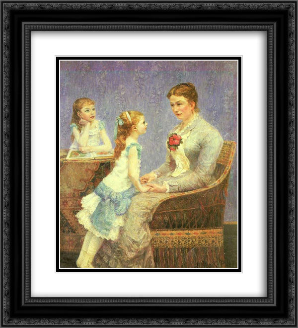 Madame Bouchet et ses filles 20x22 Black Ornate Wood Framed Art Print Poster with Double Matting by Pillet Albert Dubois