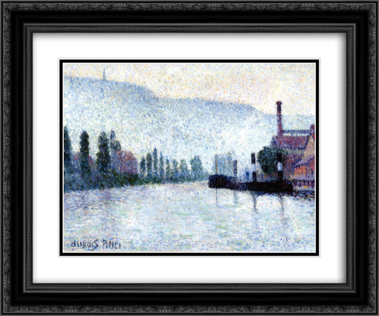 Rouen, La Seine et les Collines a Canteleu 24x20 Black Ornate Wood Framed Art Print Poster with Double Matting by Pillet Albert Dubois