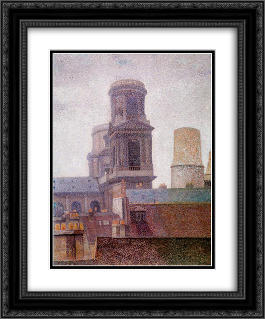 The Towers, Saint-Sulpice 20x24 Black Ornate Wood Framed Art Print Poster with Double Matting by Pillet Albert Dubois