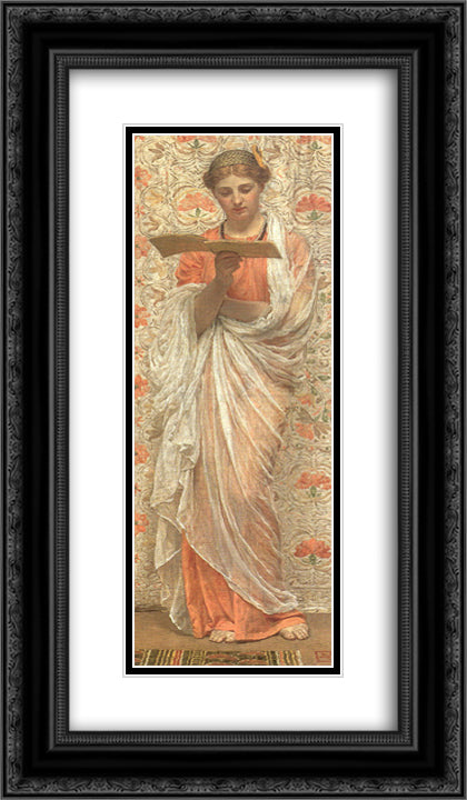 A Reader 14x24 Black Ornate Wood Framed Art Print Poster with Double Matting by Moore, Albert Joseph