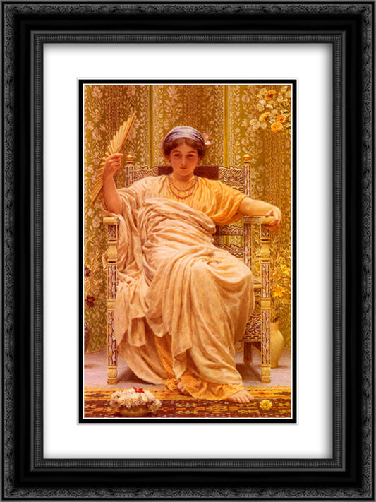 A Reverie 18x24 Black Ornate Wood Framed Art Print Poster with Double Matting by Moore, Albert Joseph