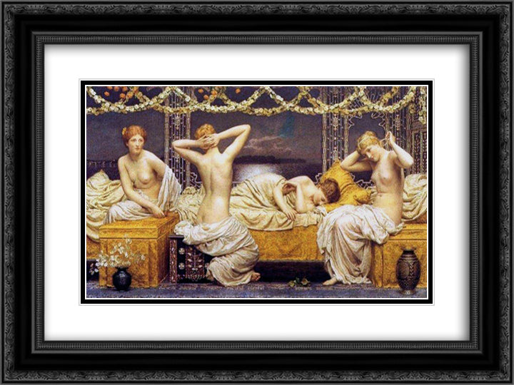 A Summer Night 24x18 Black Ornate Wood Framed Art Print Poster with Double Matting by Moore, Albert Joseph