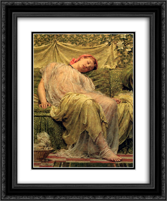 A Workbasket 20x24 Black Ornate Wood Framed Art Print Poster with Double Matting by Moore, Albert Joseph