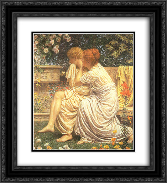 An Idyll 20x22 Black Ornate Wood Framed Art Print Poster with Double Matting by Moore, Albert Joseph