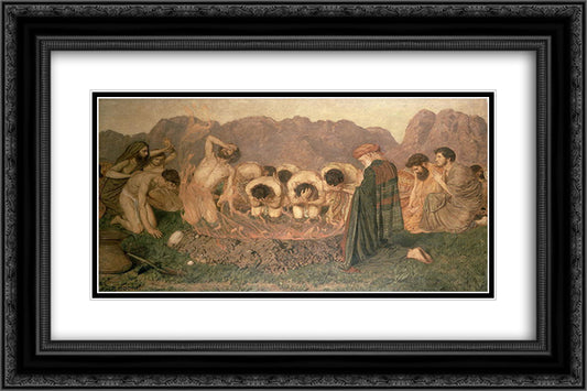 Elijah's Sacrifice 24x16 Black Ornate Wood Framed Art Print Poster with Double Matting by Moore, Albert Joseph