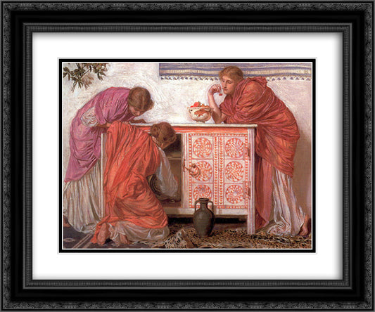 Pomegranates 24x20 Black Ornate Wood Framed Art Print Poster with Double Matting by Moore, Albert Joseph