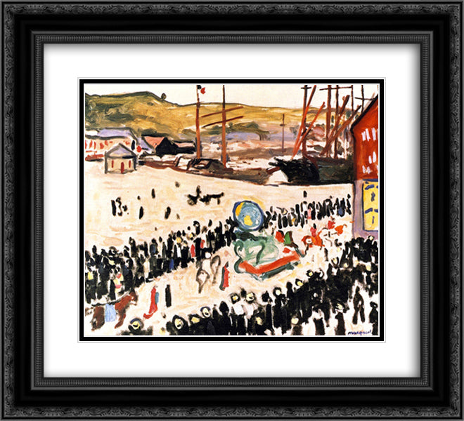 Carnival on the Beach 22x20 Black Ornate Wood Framed Art Print Poster with Double Matting by Marquet, Albert