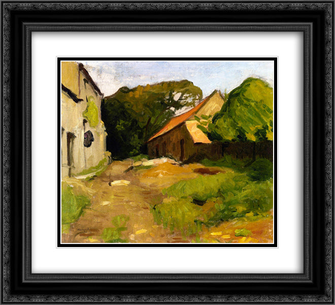 Farmyard at La Percaillerie (Normandy) 22x20 Black Ornate Wood Framed Art Print Poster with Double Matting by Marquet, Albert