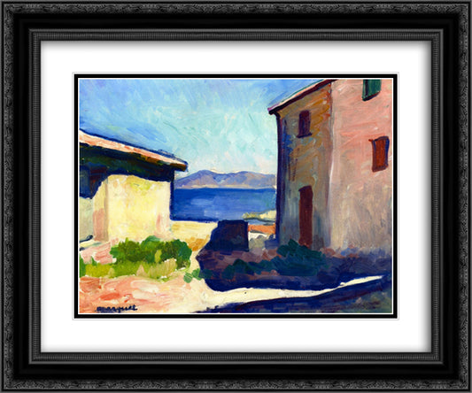 House at Saint-Tropez 24x20 Black Ornate Wood Framed Art Print Poster with Double Matting by Marquet, Albert