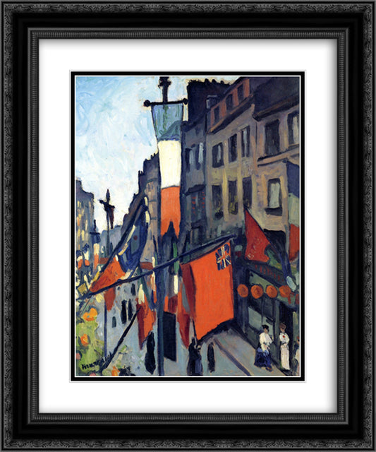 July 14th at Havre 20x24 Black Ornate Wood Framed Art Print Poster with Double Matting by Marquet, Albert