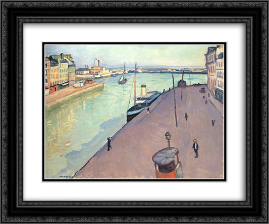 Le Havre 24x20 Black Ornate Wood Framed Art Print Poster with Double Matting by Marquet, Albert