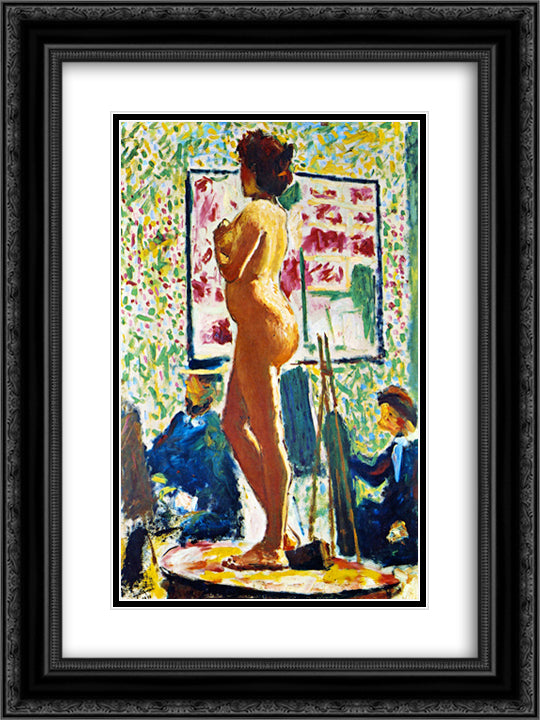 Life Class at the ecole des Beaux-Arts (Fauvist Nude) 18x24 Black Ornate Wood Framed Art Print Poster with Double Matting by Marquet, Albert