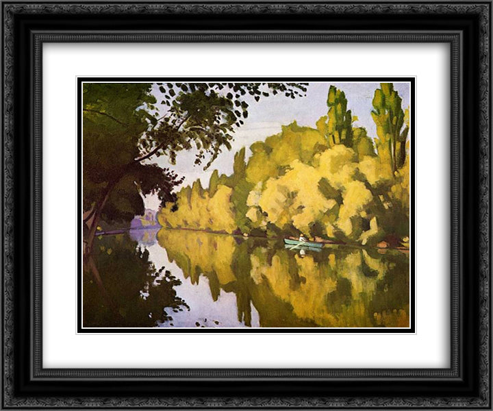 River scene 24x20 Black Ornate Wood Framed Art Print Poster with Double Matting by Marquet, Albert