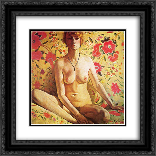 The Blonde Woman 20x20 Black Ornate Wood Framed Art Print Poster with Double Matting by Marquet, Albert