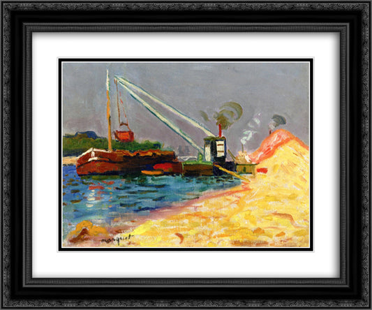 Unloading Sand 24x20 Black Ornate Wood Framed Art Print Poster with Double Matting by Marquet, Albert