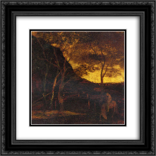 At the Ford 20x20 Black Ornate Wood Framed Art Print Poster with Double Matting by Pinkham Ryder, Albert