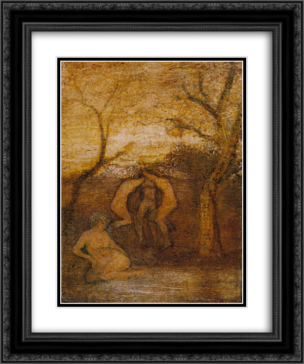 Dancing Dryads 20x24 Black Ornate Wood Framed Art Print Poster with Double Matting by Pinkham Ryder, Albert