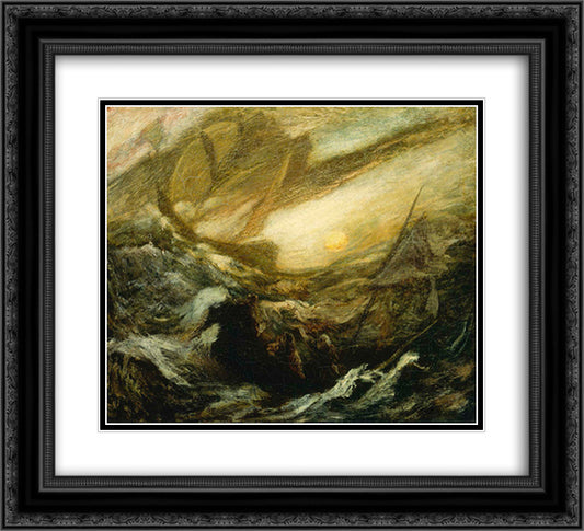 Flying Dutchman 22x20 Black Ornate Wood Framed Art Print Poster with Double Matting by Pinkham Ryder, Albert